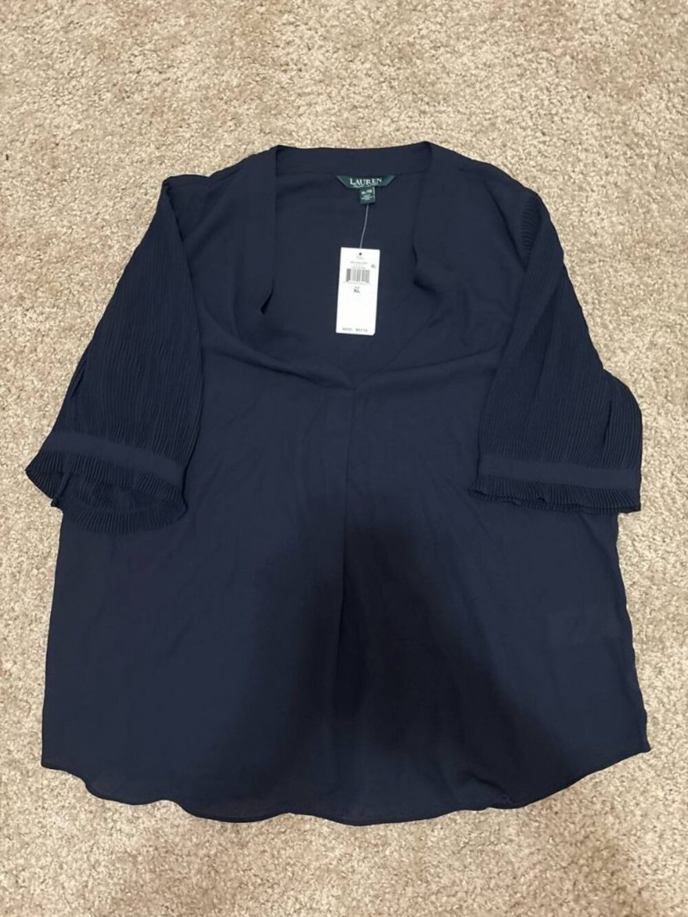 Lauren Ralph Lauren Women's Navy Blouse XL New With Tags